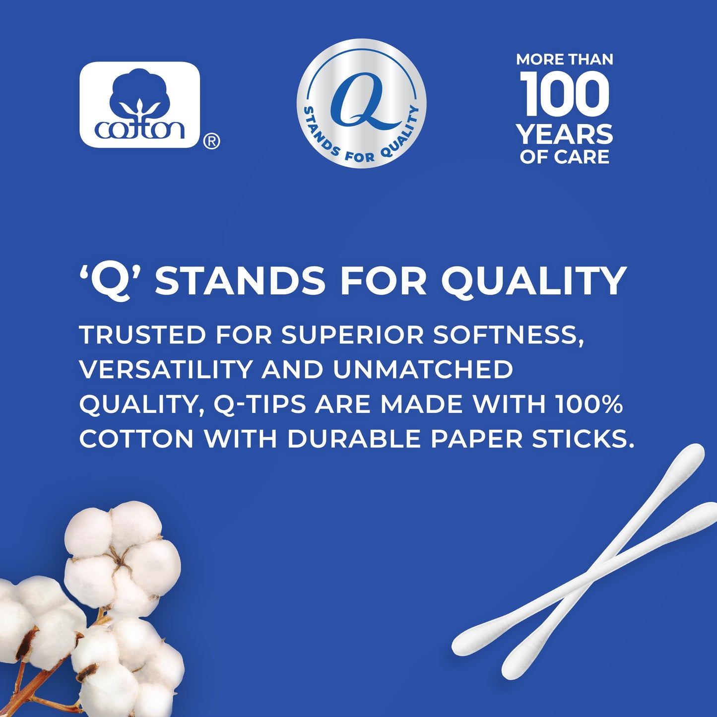 Cotton Swabs, Original, for Home, First Aid and Beauty, 100% Cotton, 500 Count