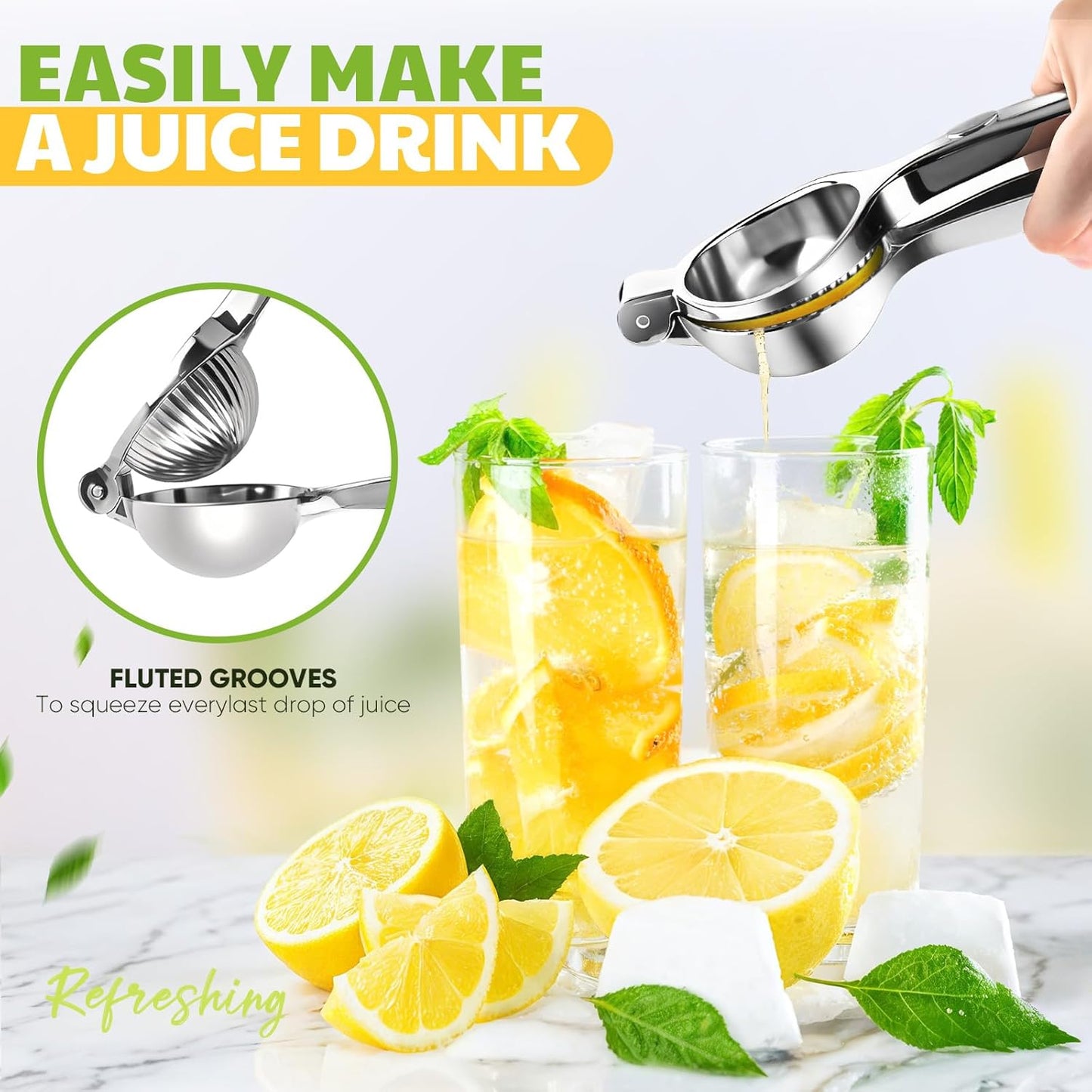 Lemon Squeezer Extra Large, Lemon Squeezer Juicer Stainless Steel, Heavy Duty Manual Citrus Juicer Hand Press, Kitchen Tools Lime Squeezer Bar Tool, Easy to Clean Metal Lemon Hand Press