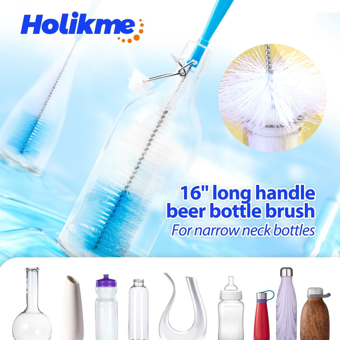 5-Piece Bottle Cleaning Brush Set – Long Handle & Straw Brushes