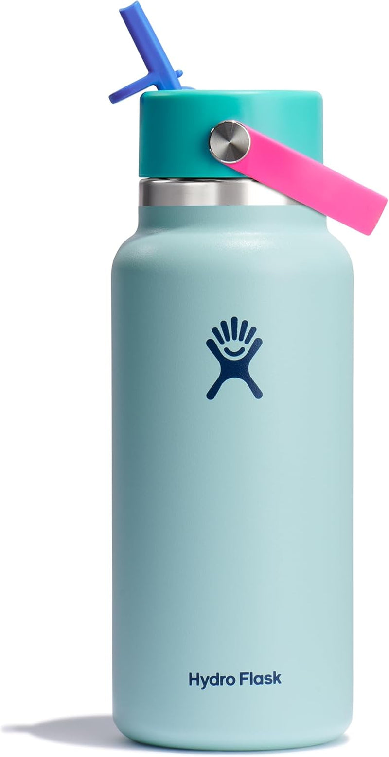 24 Oz Wide Flex Straw Cap Bottle - Insulated Stainless Steel - Wide Straw Lid, Non Spill, Leakproof in Tonal Birch