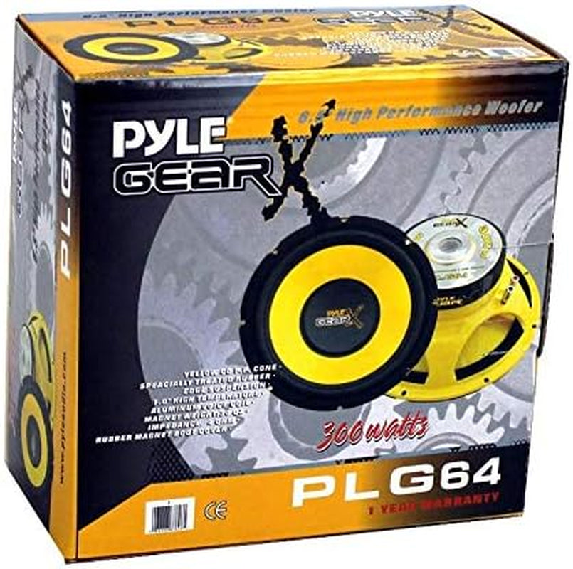 6.5β Car Subwoofer Speaker β 300W Peak Power, 4 Ohm, Butyl Rubber Surround, Yellow Cone