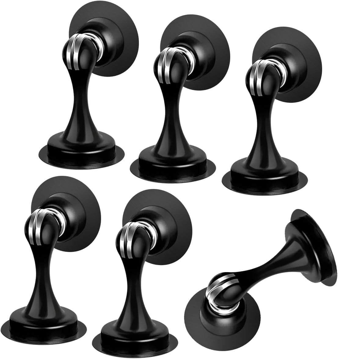 2 Pack Door Stops Self Adhesive Black Magnetic Door Stoppers No Drill Wall Floor Mount Stainless Steel Magnetic Door Catch Door Holders