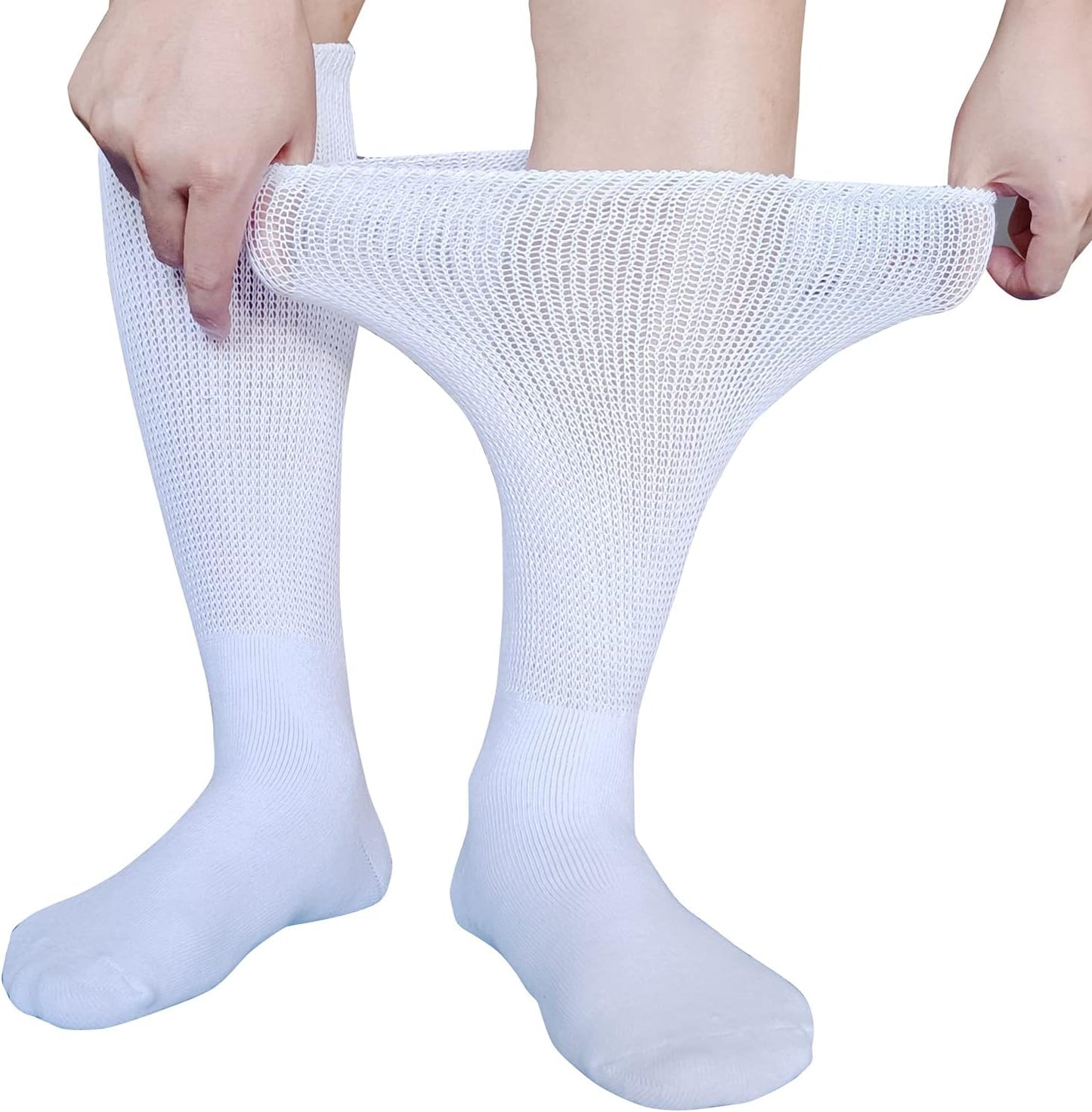 Extra Wide Socks for Lymphedema Swollen Feet Leg, Bariatric Socks, Cast Boot Sock, Diabetic Non Binding Neuropathy Swelling Women Men 2 Pairs