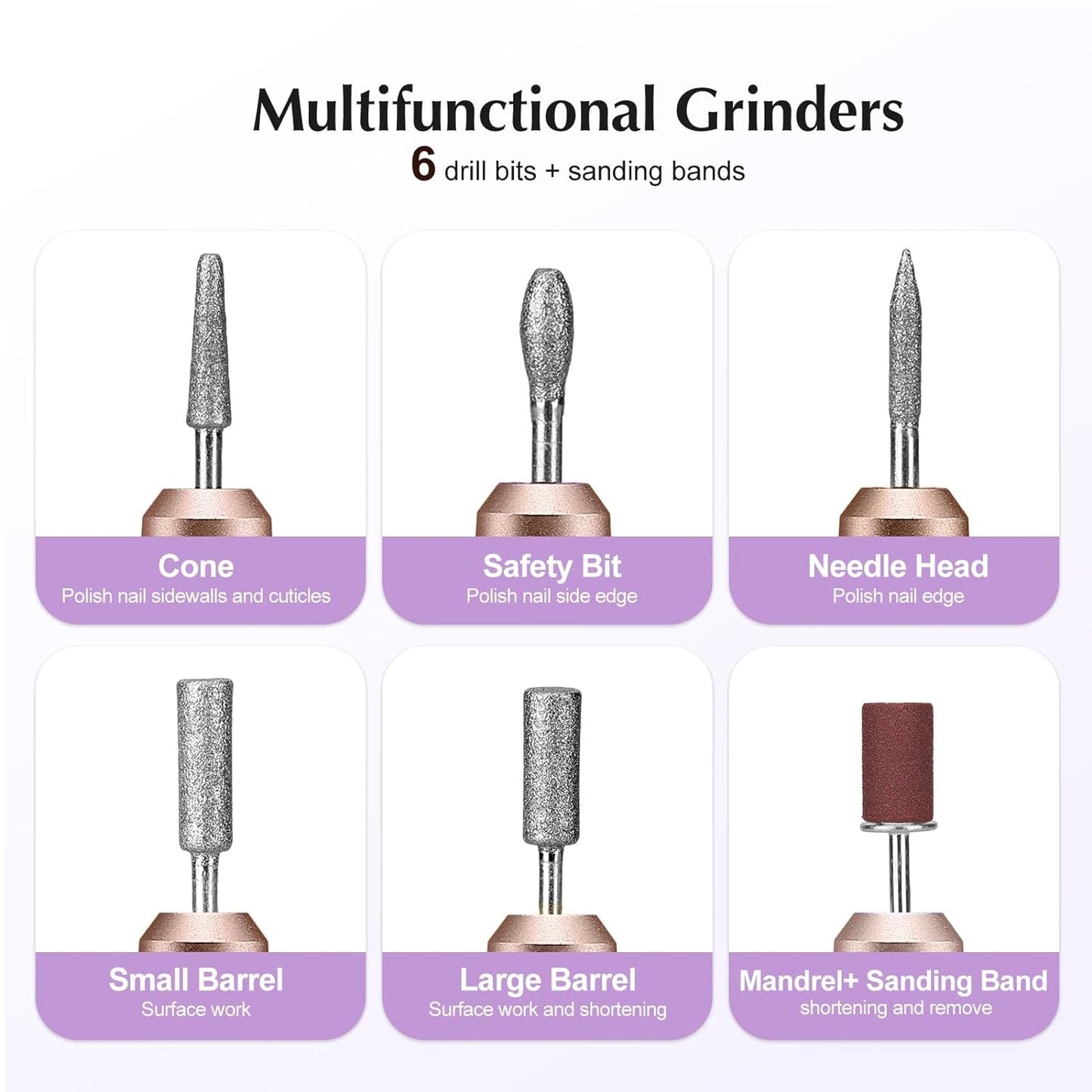 Electric Nail Drill File Professional: for Acrylic Gel Dip Powder Nails Portable Nail Machine Kit Manicure Pedicure Tools Polishing Set with Nail Drill Bits Sanding Bands