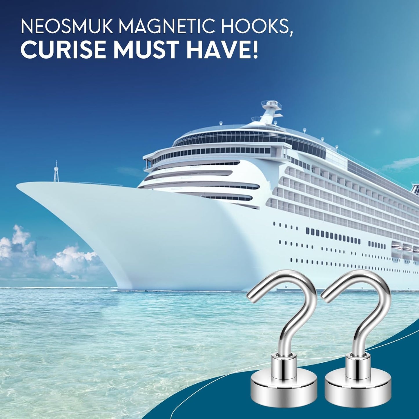 Magnetic Hooks, Cruise Ship Essentials, 30Lb+ Heavy Duty Magnetic Hooks for Cruise Cabins, Refrigerator, Grill, Hanging, and Travel | Extra Strong Must-Haves Magnet Hook
