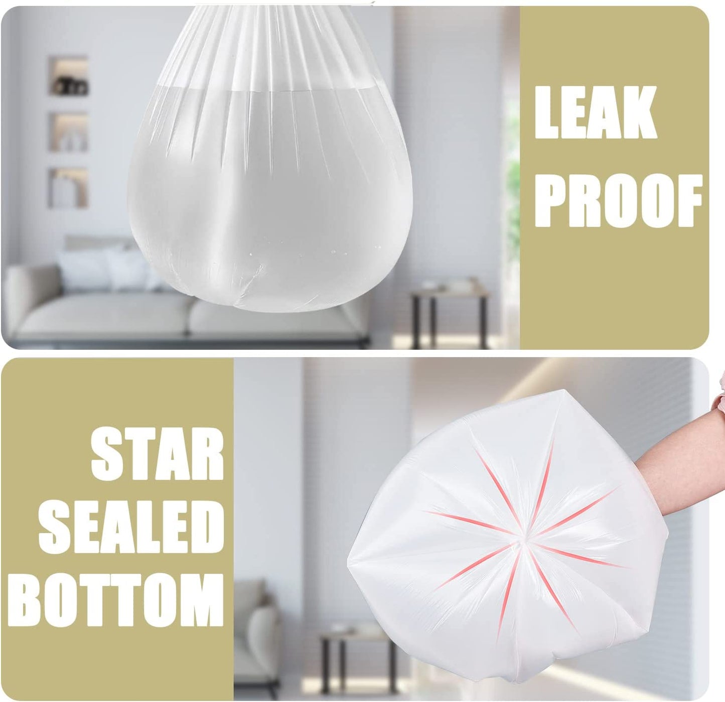 Small Trash Bags 4 Gallon - 100 Count 4 Gallon Trash Bag, Small Garbage Bags for Office Bedroom Bathroom Trash Bags, White 4 Gal Small Trash Can Liners