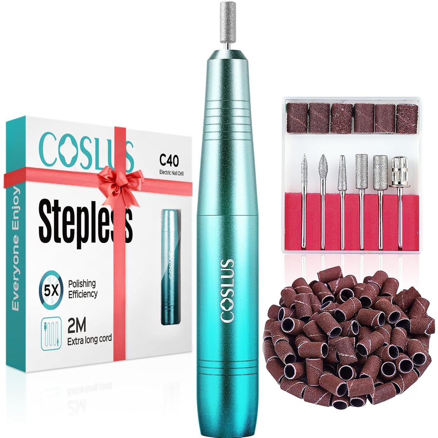 Electric Nail Drill File Professional: for Acrylic Gel Dip Powder Nails Portable Nail Machine Kit Manicure Pedicure Tools Polishing Set with Nail Drill Bits Sanding Bands