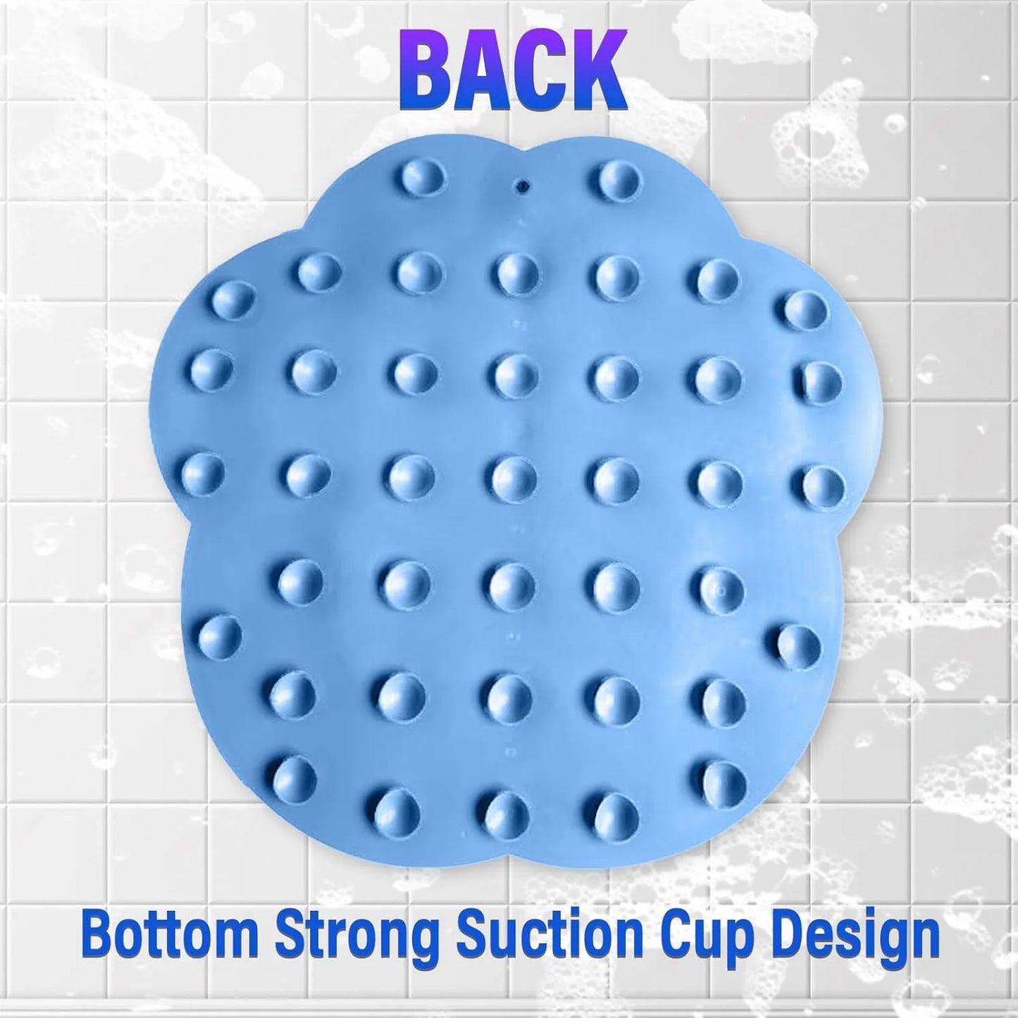 Shower Foot Scrubber Mat, Foot Scrubber in Shower, Back Washer Exfoliating Bath Wash Pad, Silicone Shower Foot Scrubber Mat, Upgraded Shower Foot Massager Mat with Non-Slip Suction Cup (Blue)