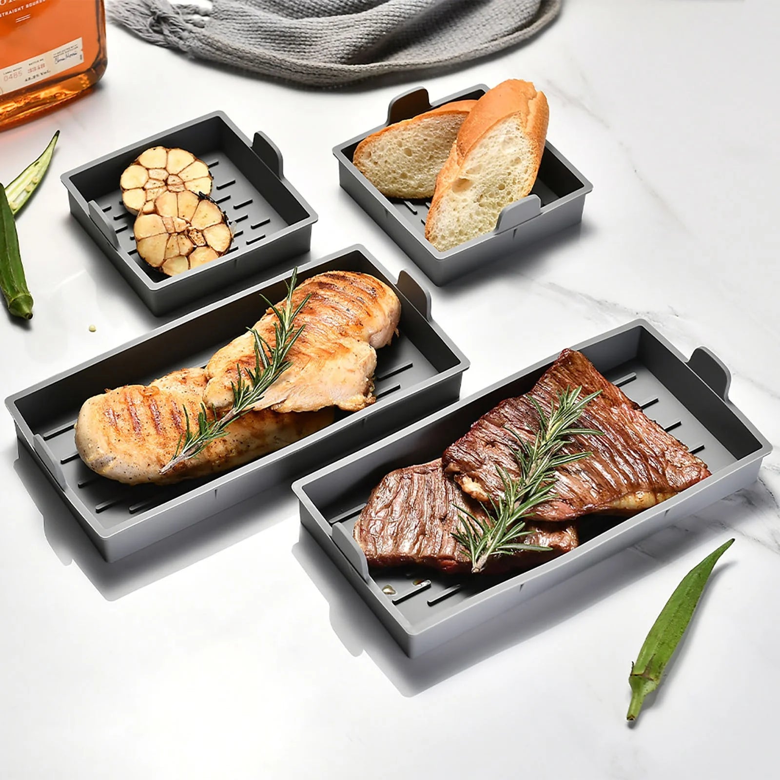 Nonstick Bakeware Set of 4 Cake Silicone Sheet Pan, Premium Baking Pan Dividers Non Stick Silicone Sheet Pan Set Suitable for Oven, Air Fryer to Simplify Cooking, Safe to Use and Easy to Clean