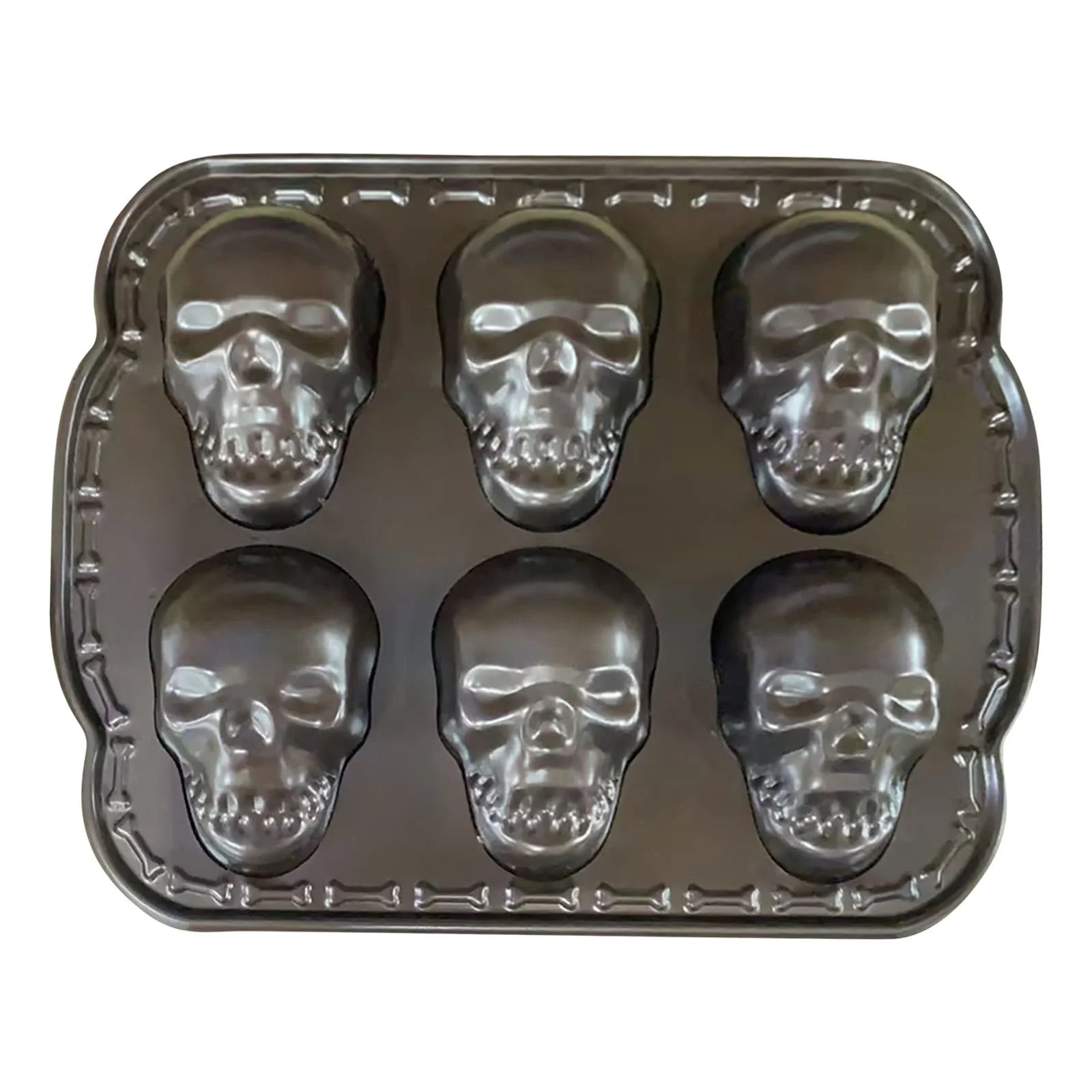 Silicone Skull Cake Mould Halloween Baking Pan Large Dessert Tray 6-Piece Kitchen Bakeware Set as Show #Jiiwd