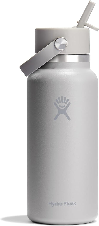 24 Oz Wide Flex Straw Cap Bottle - Insulated Stainless Steel - Wide Straw Lid, Non Spill, Leakproof in Tonal Birch