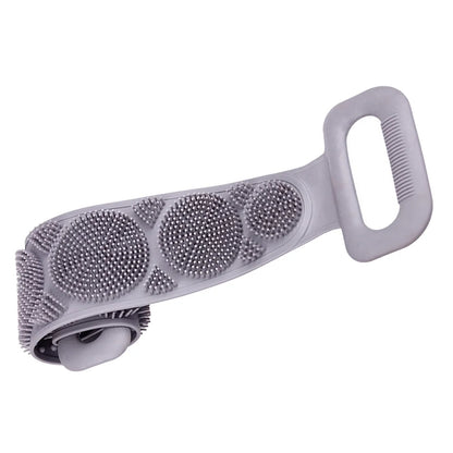 Silicone Bath Towel with Long Strap for Full Body Cleaning Grey 1PC