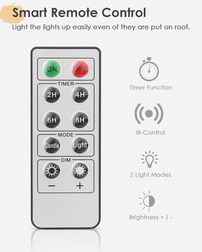 LED Pumpkin Lights with Remote – Flickering Flameless Candle, Timer & Brightness Modes