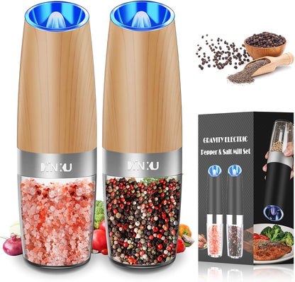 RECHARGEABLE Salt and Pepper Grinder Set,Automatic Pepper Mill,Usb Rechargeable,Adjustable Coarseness,One-Handed Operation,Ceramic Burr,Refillable,Auto Grinders Shakers LED Light,Sliver