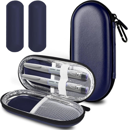 Insulin Cooler Travel Case with 2 Reusable Ice Packs for Insulin Pen Portable Medical Cooler Bag for Diabetes and Other Diabetic Supplies for the Daily Life and Trip