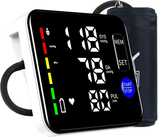 Blood Pressure Monitor Upper Arm Blood Pressure Monitors for Home Use Large Screen Rechargeable Bp Machine with 8.7"-16.5" Bp Cuff, 2X120 Memory, Voice Broadcast Bp Monitor(Black)