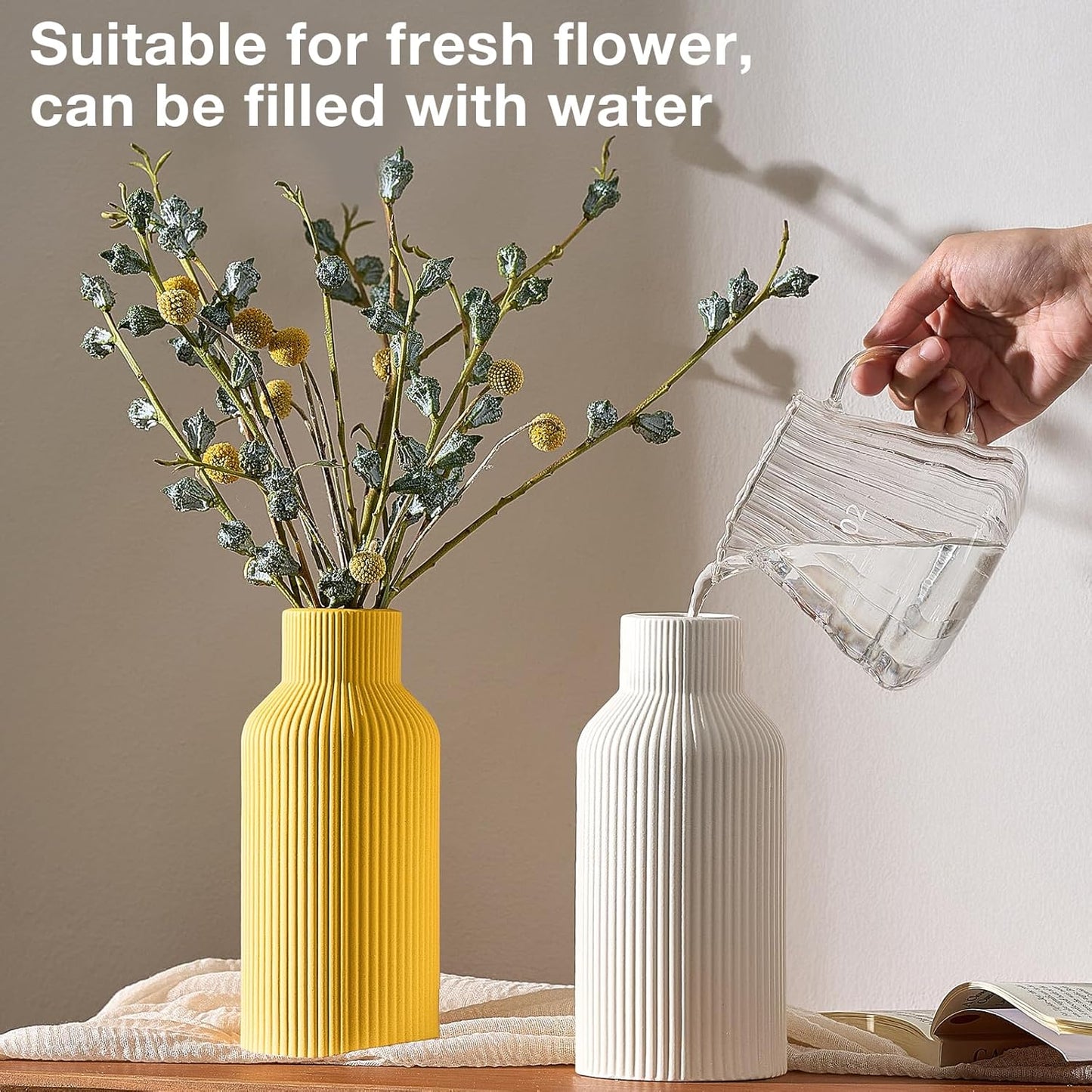 Modern Ceramic Flower Vase – Minimalist Decorative Vase with Cork Base for Home Decor