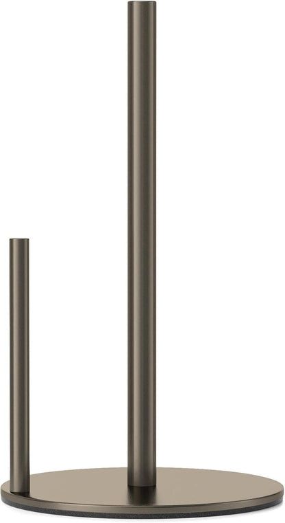 Paper Towel Holder Black, Premium Stainless Steel Kitchen Roll Dispenser, Countertop Roll Organizer with Weighted Base