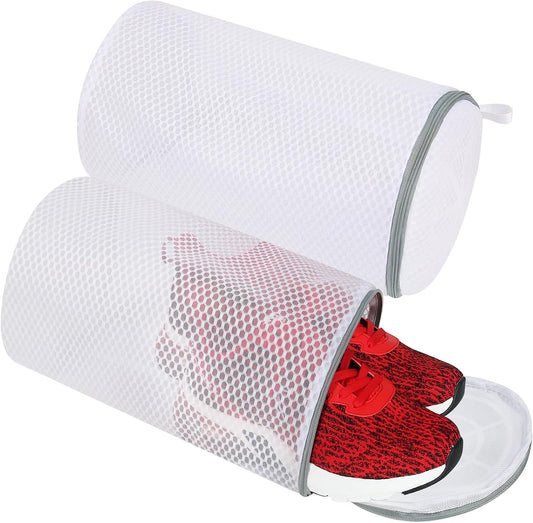Shoe Washing Machine Bag, 2 Pack Honeycomb Mesh Laundry Bag with Zipper for Sneakers, Running Shoes, Sock, Bras, Delicates and Toys