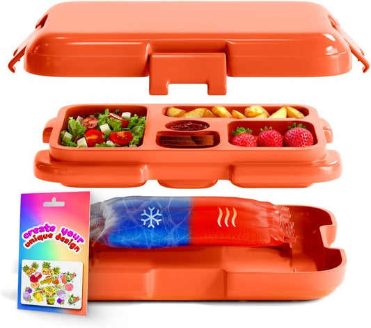 Bento Box for Kids with Hot & Cold Packs for Lunch Box Kids - Microwavable Lunch Containers with Compartments - Kids Bento Lunch Box for School - Lunchbox Bento Snack Box