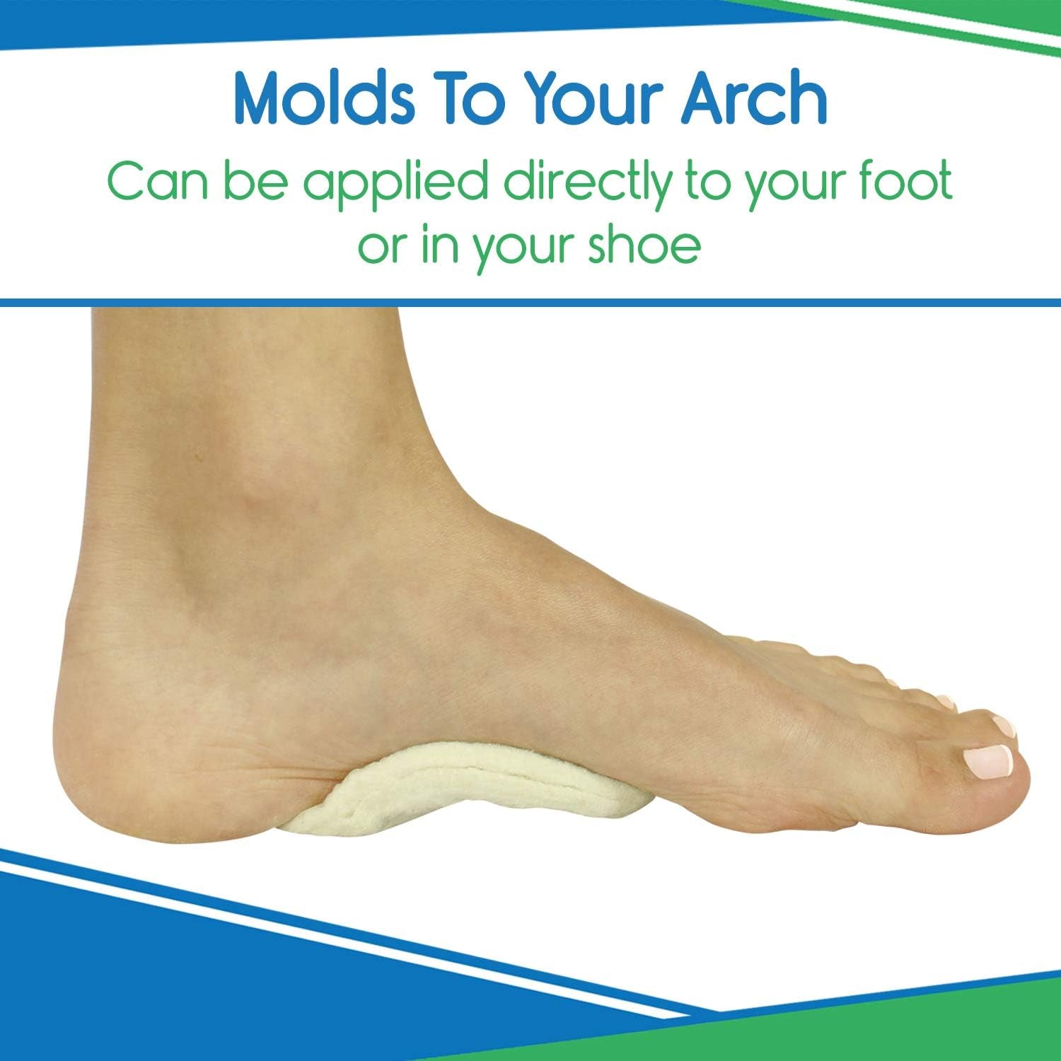 Arch Supports for Women & Men (12 Pack) - Felt Insert with Adhesive - Foot Pads for Shoes, Sandals, Flip Flops, Boots, High Heels, Flat Feet, High Arches, and Plantar Fasciitis