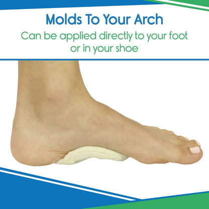 Arch Supports for Women & Men (12 Pack) - Felt Insert with Adhesive - Foot Pads for Shoes, Sandals, Flip Flops, Boots, High Heels, Flat Feet, High Arches, and Plantar Fasciitis