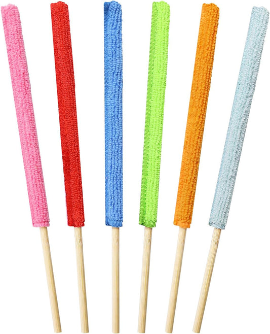 6 Pcs Mini Dusters for Cleaning Microfiber Detail Duster Sticks Fan Cleaning Brush Crevice Cleaning Tool AC Vent Cleaner Fan Blade Cleaner Dusters for Cleaning Home Car Window Blind
