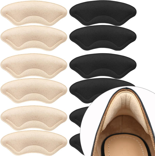 6 Pairs  Heel Cushion Pads, Comfort Shoe Grips Snugs for Big Shoes Loose Blisters and Pain, Protectors Liners Men Women