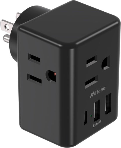 2 Pack Outlet Extender Multi Plug Outlet, USB Wall Charger, No Surge Protector Cruise Essentials for Ship and Travel, ETL Listed