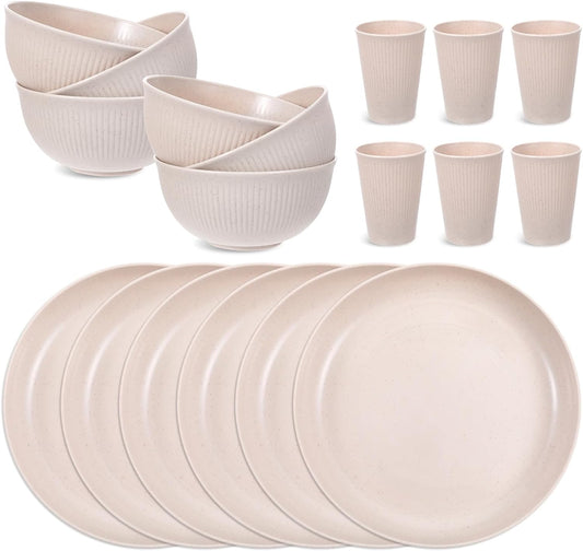 Eco-Friendly Wheat Straw Tableware Set (18-Piece)