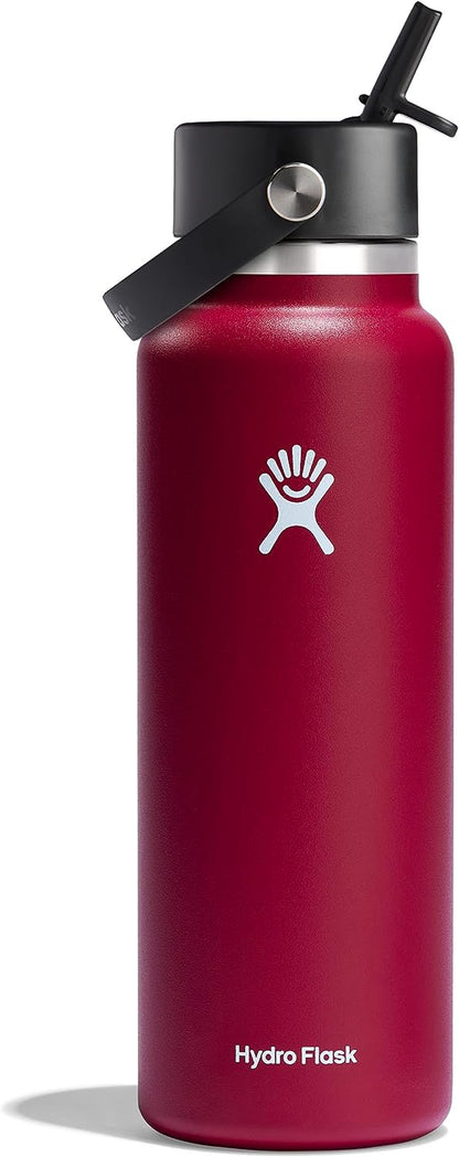24 Oz Wide Flex Straw Cap Bottle - Insulated Stainless Steel - Wide Straw Lid, Non Spill, Leakproof in Tonal Birch