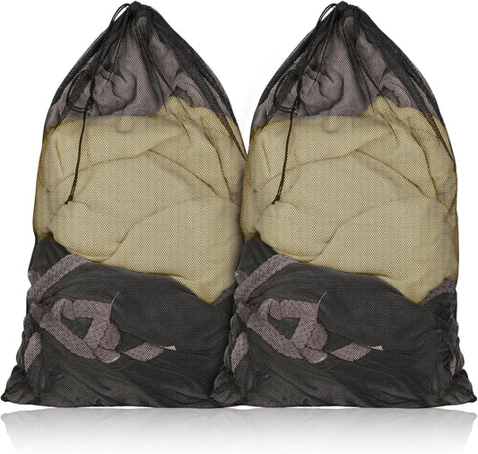 2 Pcs Mesh Laundry Bags, 24X35 Inches Large Mesh Laundry Bag with Drawstring, Large Laundry Drawstring Bag for Travel, Home, College and Apartment