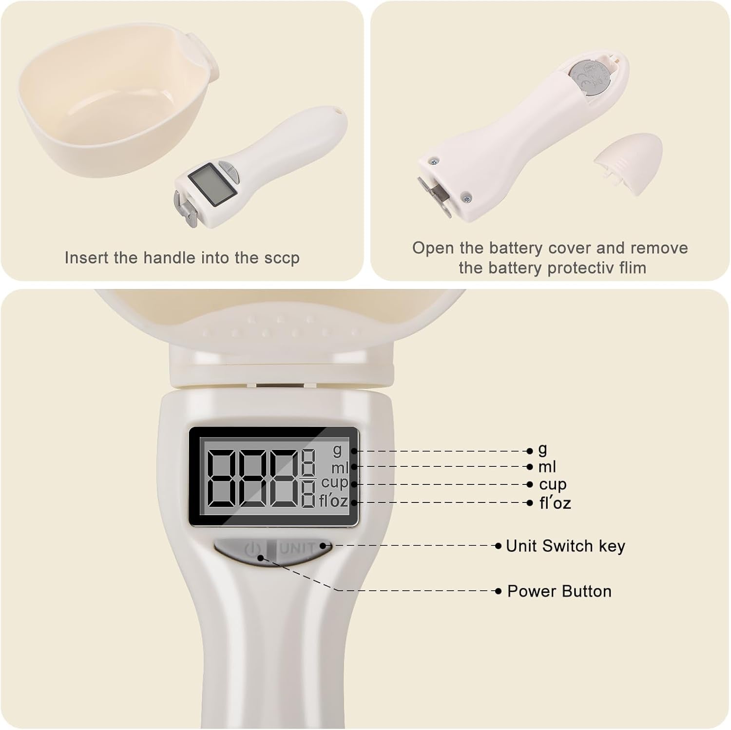 Digital Measuring Spoon, Weighing Food Measuring Scoop Scale, LCD Electronic Food Scale for Kitchen Gadgets, Baking Cooking Coffee, Pet Dog Cat Food, High Precision Grams Measuring Cup Fall Gifts