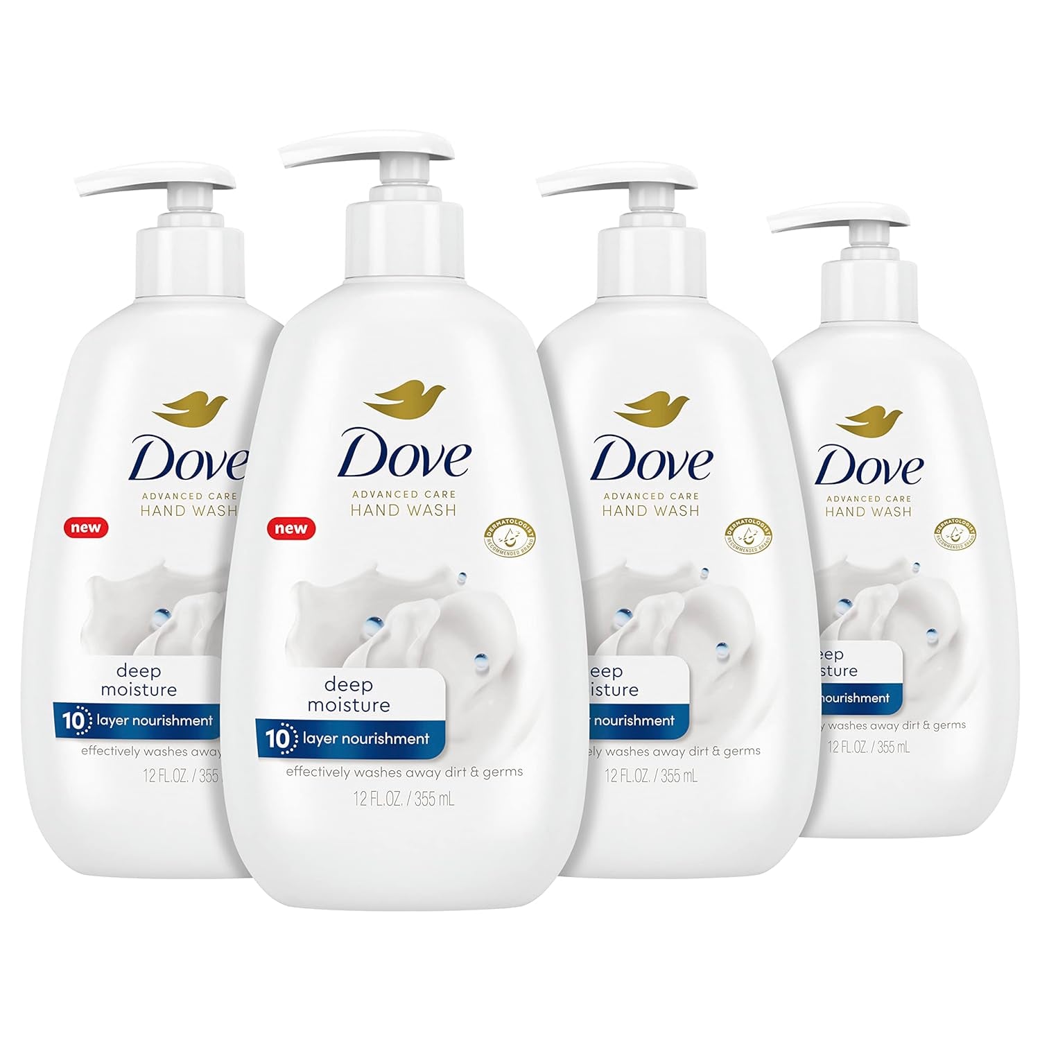 Advanced Care Hand Wash Deep Moisture 4 Count for Soft, Smooth Skin, More Moisturizers than the Leading Ordinary Hand Soap, 12 Oz