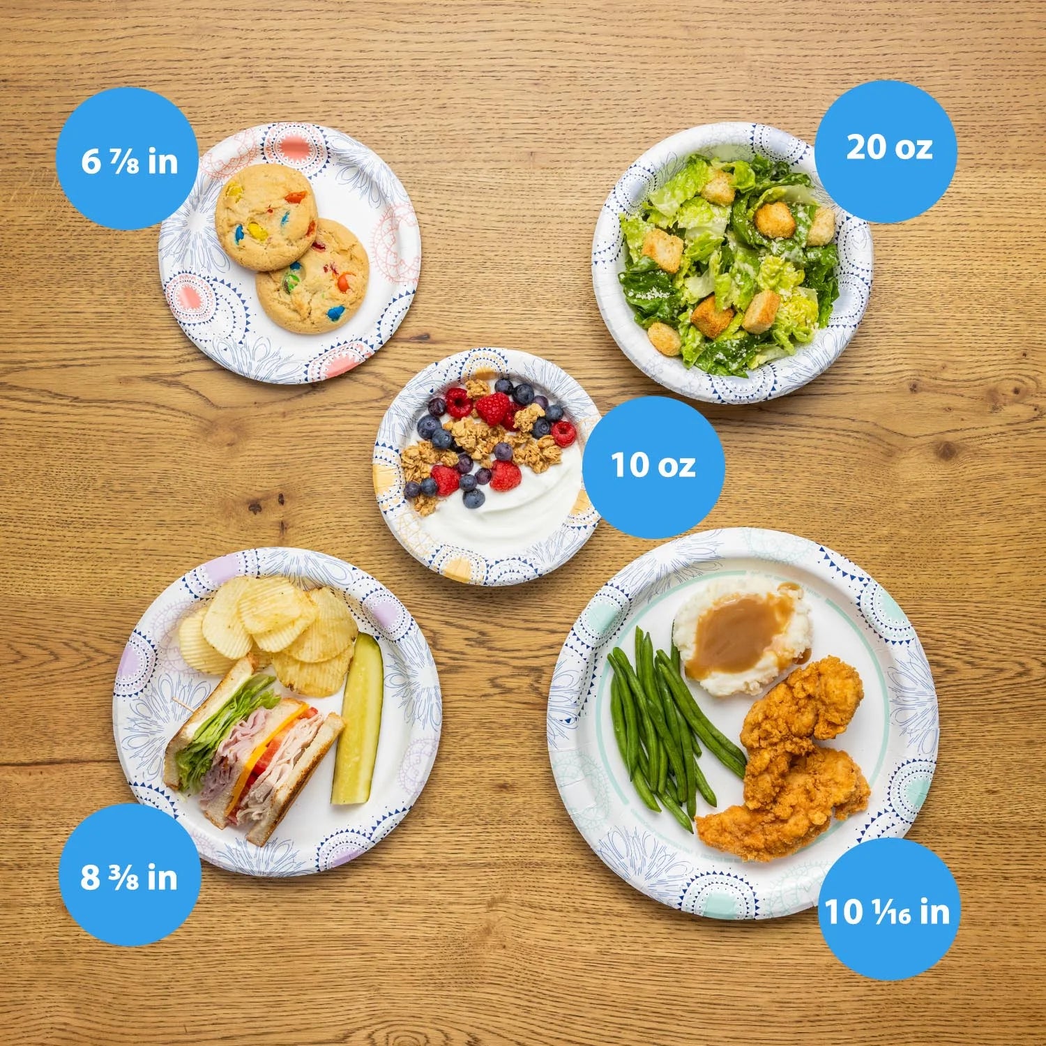 Disposable Paper Plates, 8.5", 100 Count
