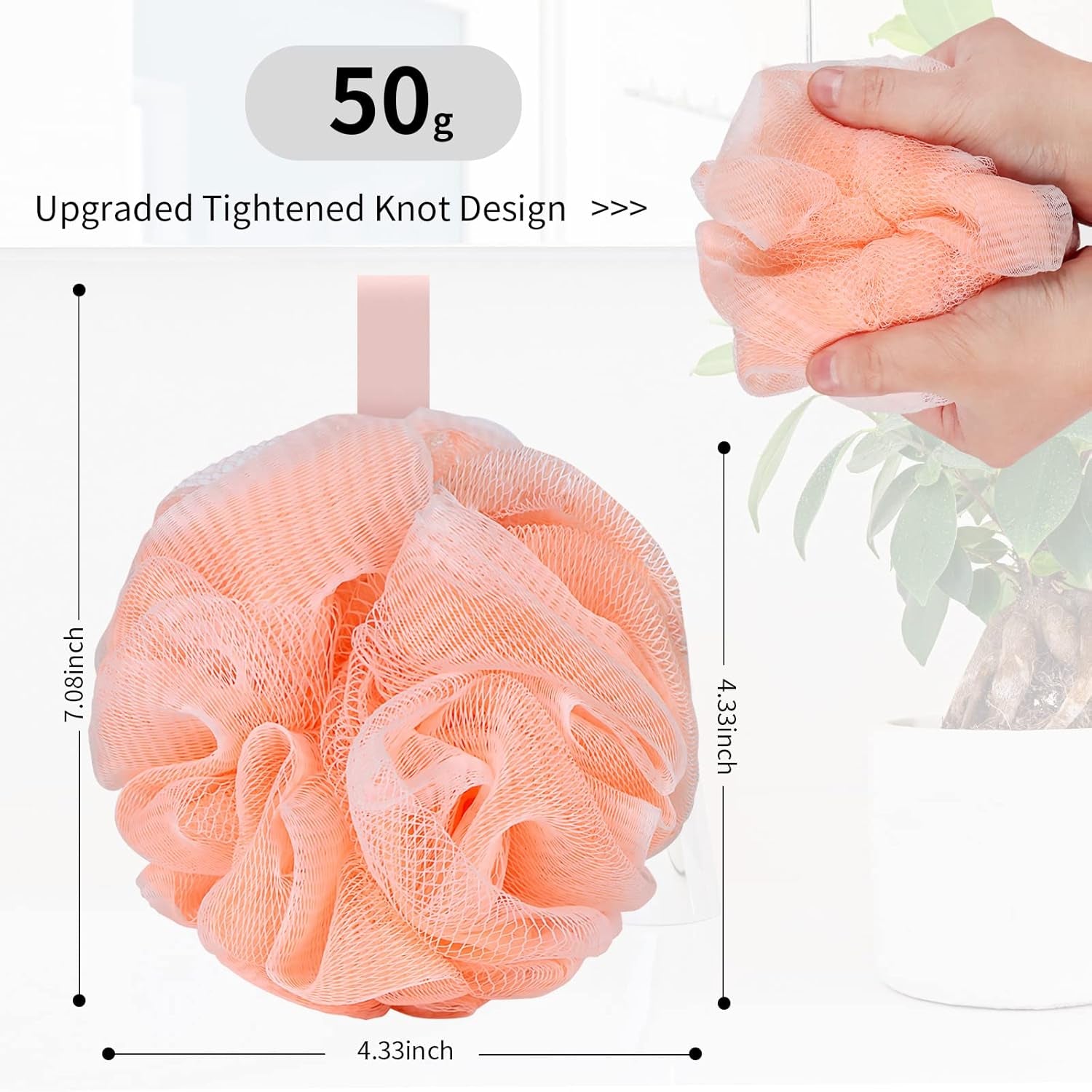 Bath Loofah Shower Sponge – Soft Mesh Body Wash Pouf, Gentle Exfoliating Shower Accessory
