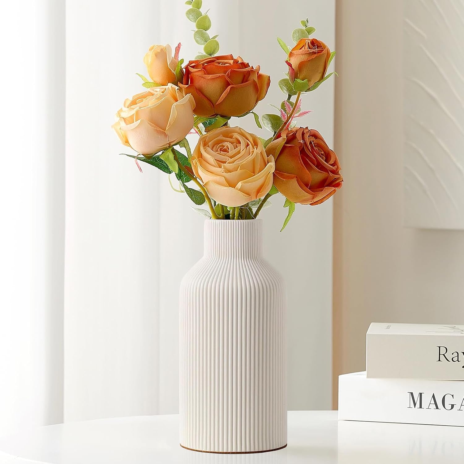 Modern Ceramic Flower Vase – Minimalist Decorative Vase with Cork Base for Home Decor
