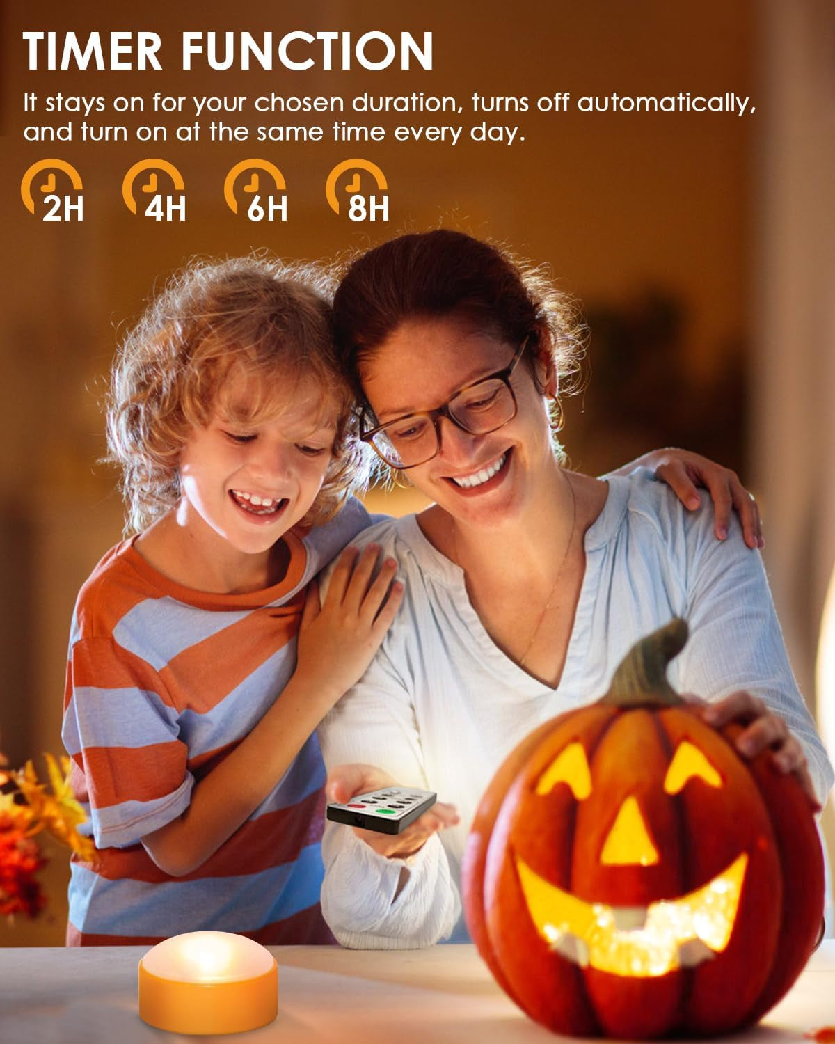 LED Pumpkin Lights with Remote – Flickering Flameless Candle, Timer & Brightness Modes