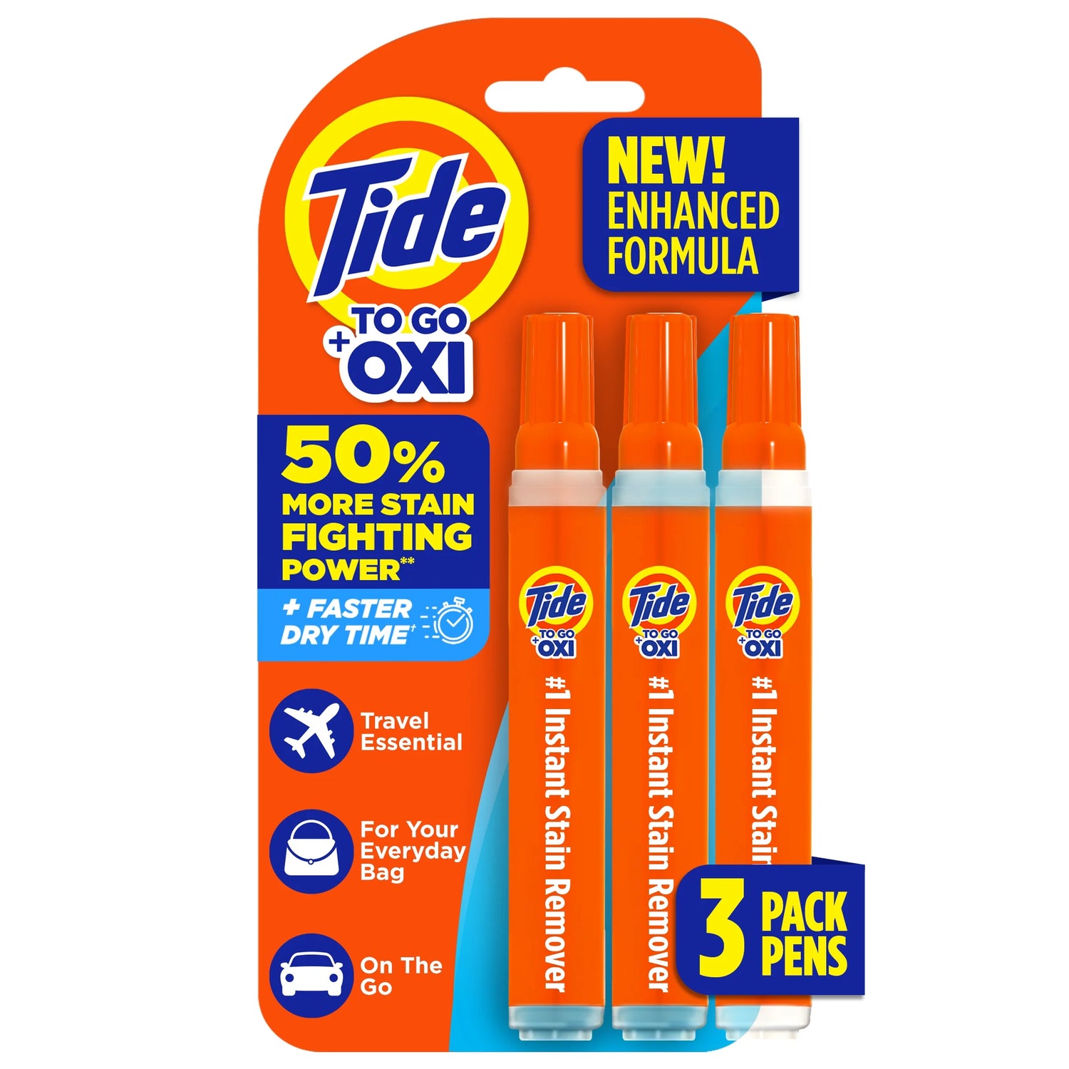 to Go Instant Laundry Stain Remover Pen and Spot Cleaner, Travel Size Stain Sticks, Fresh, 1.01 Fl Oz, 3 Count