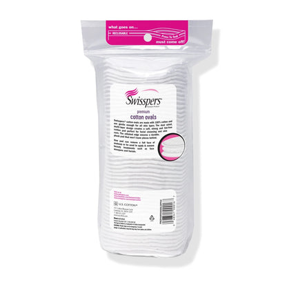 Premium Cotton Ovals, 100% Chlorine Free Cotton, Dermatologist Tested, Soft, Strong, Sensitive Skin Safe, Absorbent, Hypoallergenic, Cruelty-Free, Vegan, Paraben Free, 50 Pads