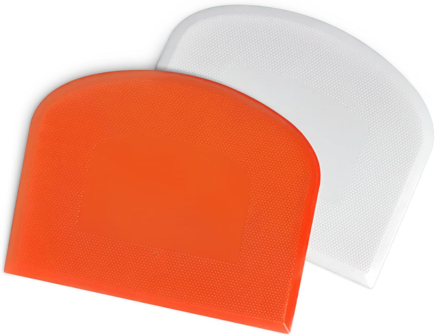Bowl Spatula & Bench Scraper,Flexible Plastic Multipurpose Kitchen Pastry Cutter Tool,Food Scrappers for Bread Dough Baking Cake Fondant Icing,Set of 2 Pieces - White,Green