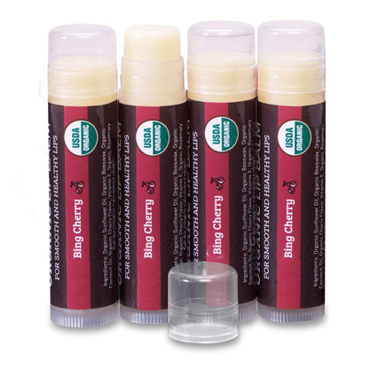 USDA Organic Lip Balm 6-Pack - Fruit Flavors, Beeswax, Coconut Oil, Vitamin E - Best Lip Repair Chapstick for Dry Cracked Lips - Moisturizing Lip Care