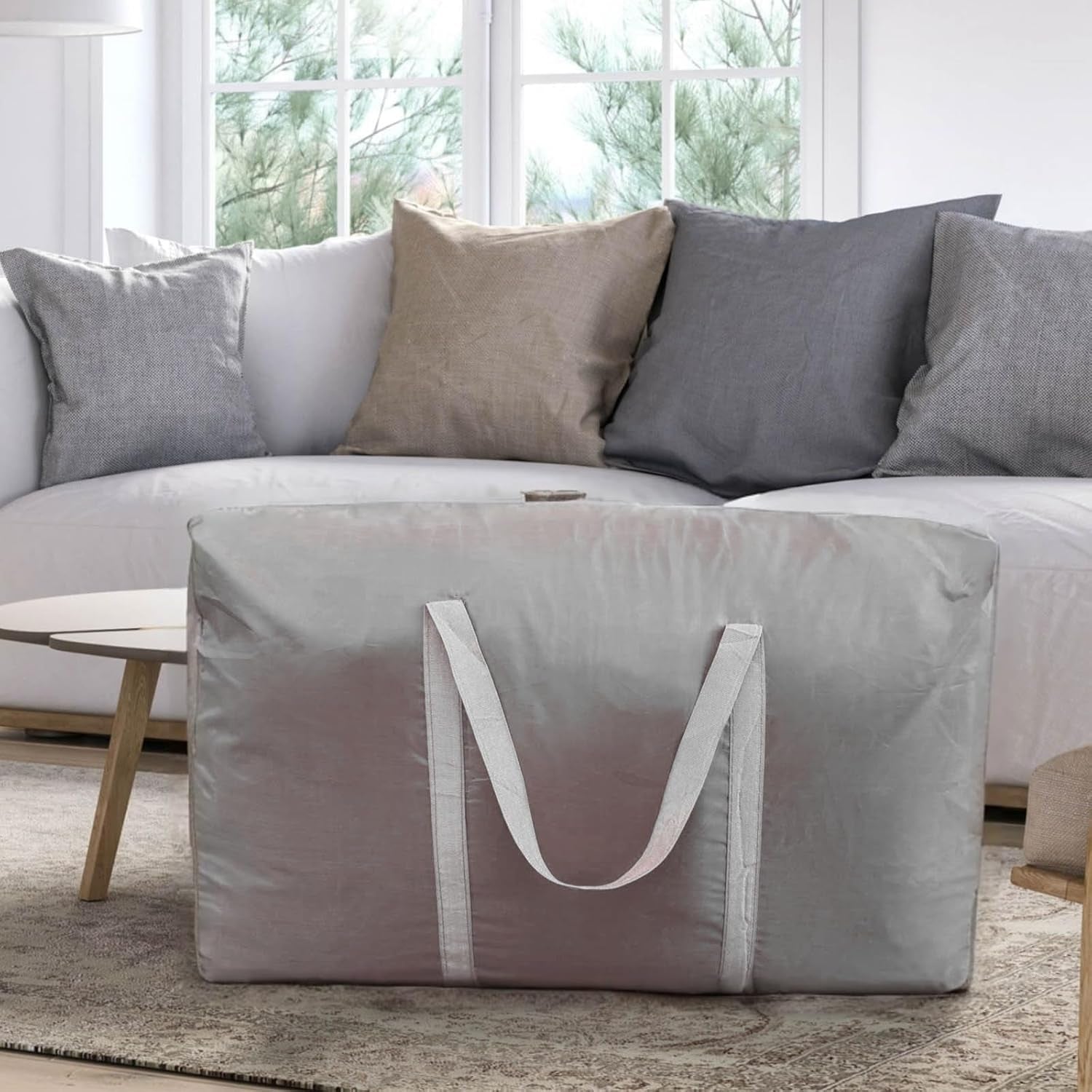100L Extra Large Storage Bags, Big Moving Bags with Strong Zippers & Carrying Handles, Packing Bags for Moving, Storage, Travel and Camping, Storage Totes for Space Saving (Grey, 2 Pack)