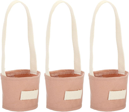 Reusable Canvas Coffee Cup Sleeves with Strap & Straw Holder (3-Pack)