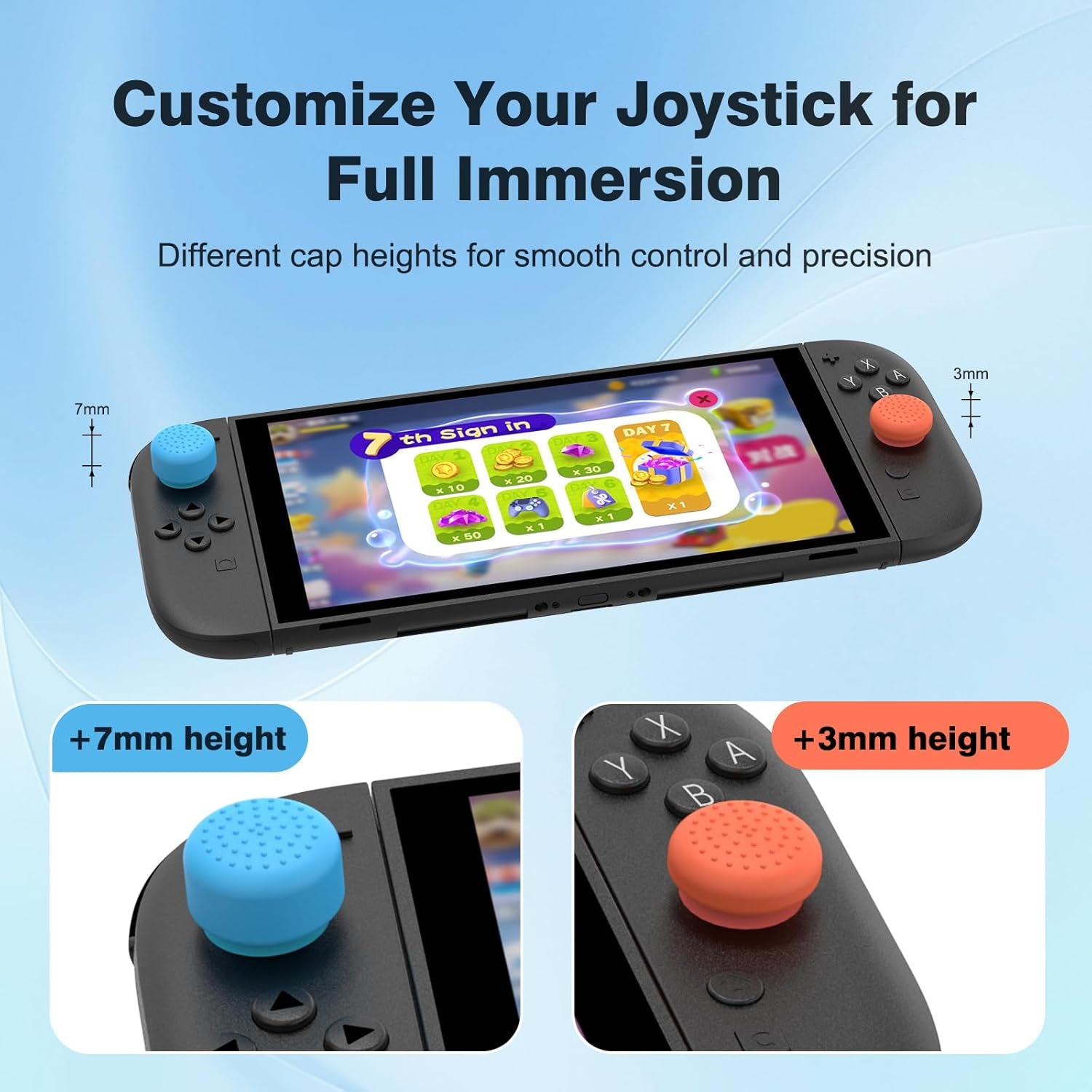 8 Pack Thumb Grips Compatible with Nintendo Switch 2 (2025),  Thumb Grip Caps for Switch 2, Enhanced Gaming Grip Set, Joycon Grip Button Stick Cover, Improve Control and Guard Joystick Wear