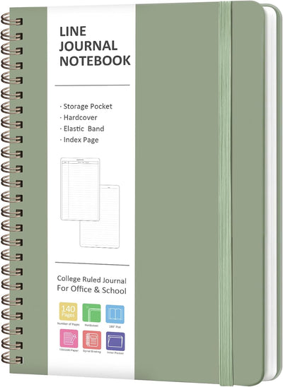 Journaling Notebooks, Lined Spiral Journal Notebook for Women & Men, 146 Pages College Ruled Hardcover Note Book for Work, Note Taking, Journaling, School, Writing, A5(5.5''X8'')