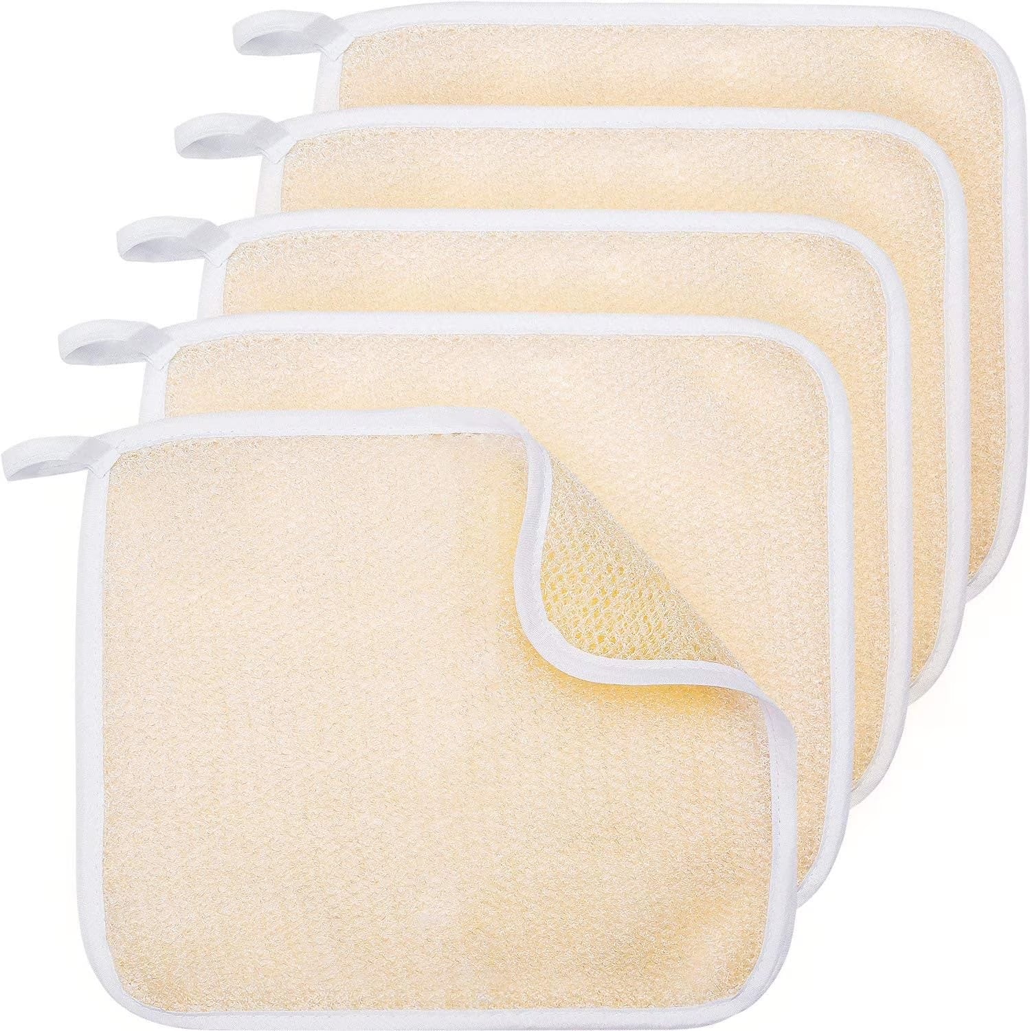 5 Pieces Exfoliating Face and Body Wash Cloths Towel Weave Bath Cloth Exfoliating Scrub Cloth Massage Bath Cloth for Women and Men
