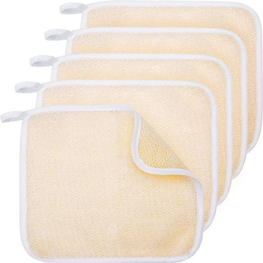 5 Pieces Exfoliating Face and Body Wash Cloths Towel Weave Bath Cloth Exfoliating Scrub Cloth Massage Bath Cloth for Women and Men