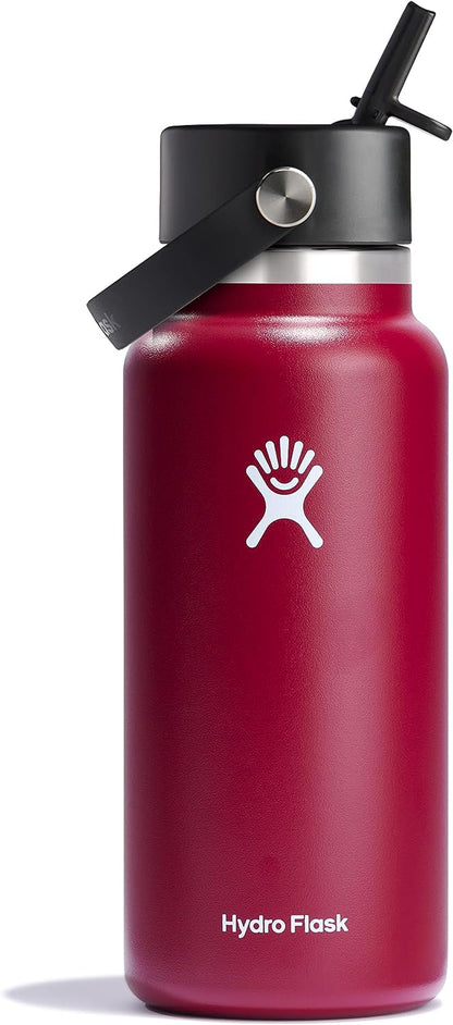 24 Oz Wide Flex Straw Cap Bottle - Insulated Stainless Steel - Wide Straw Lid, Non Spill, Leakproof in Tonal Birch