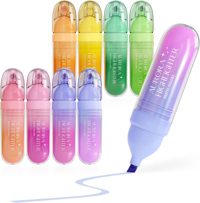 8 Pcs Highlighters Assorted Colors, Cute Pastel Highlighter Set, Dry Quickly, Soft Chisel Tip, Bible Highlighter for No Bleed, Back to School Supplies，Aesthetic Highlighters for Office